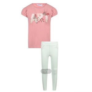Mayoral Floral Top and White Leggings Set